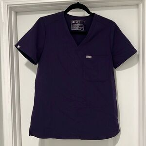 Figs one pocket scrub top, dark purple, size small